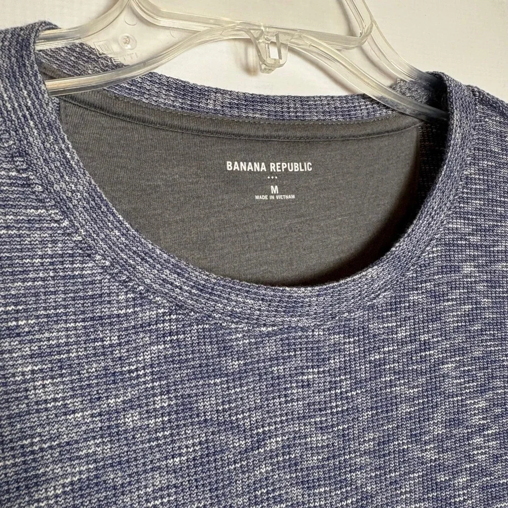 Banana Republic Mens Heathered Blue Waffle Knit Thermal Long Sleeve Shirt M